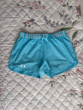 Under Armour Light Blue Athletic Shorts with Elastic Waistband